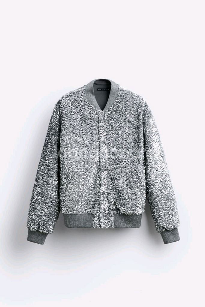ZARA 자라 시퀸 스팽글 그레이 남성 점퍼 L 미개봉--0