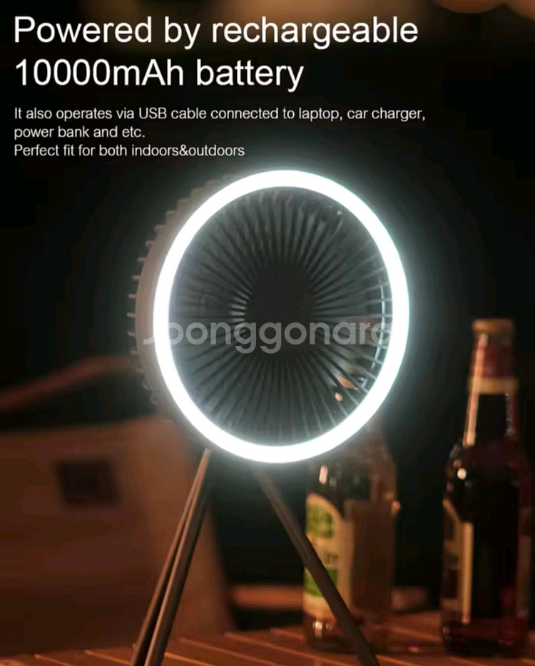 캠핑 팬, 선풍기 충전식 10000mAh- 새상품--2