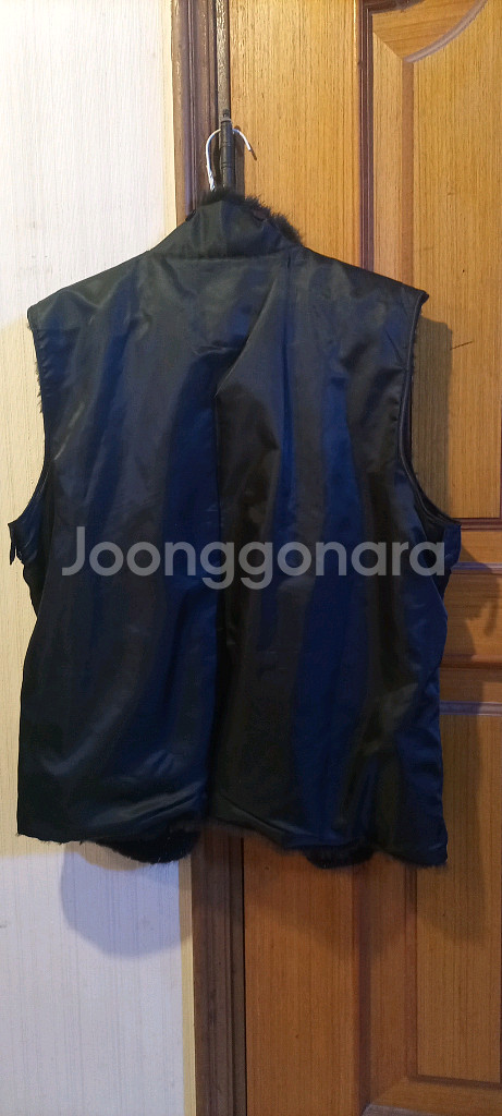 여성 블랙 토끼털/머스크랫퍼 조끼 95--1