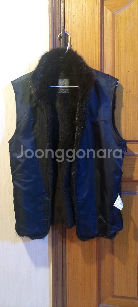 여성 블랙 토끼털/머스크랫퍼 조끼 95--0