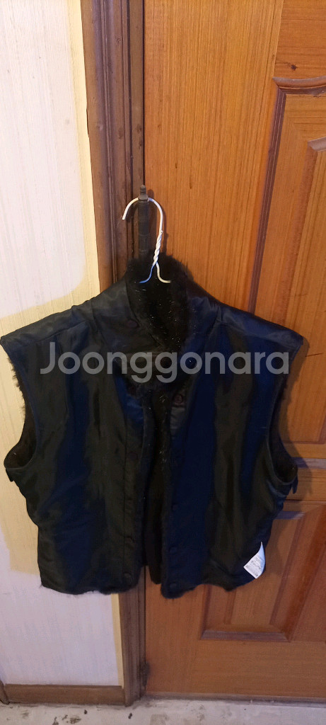 여성 블랙 토끼털/머스크랫퍼 조끼 95--8