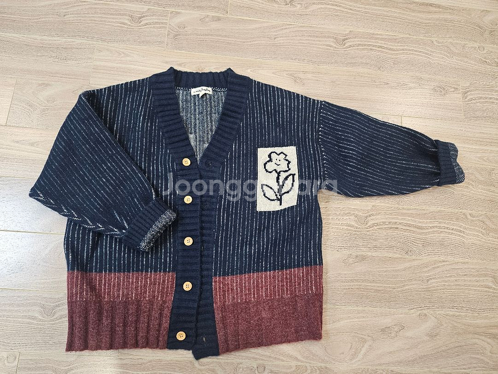 리미떼두두 네이비 플라워 니트가디건 XL사이즈--1