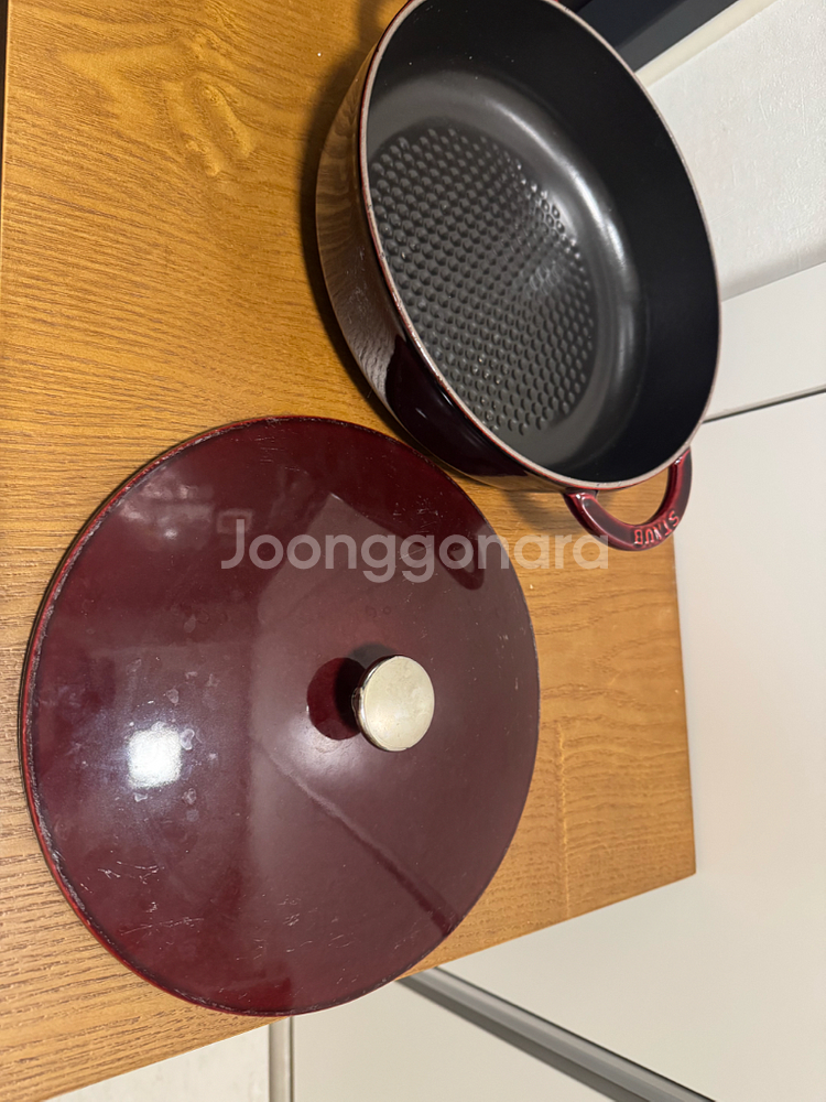 스타우브 헥사곤 전골냄비 24cm 버건디 색상입니다바닥--6