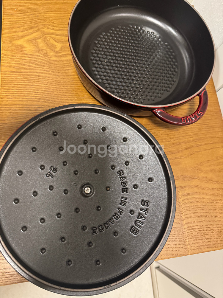 스타우브 헥사곤 전골냄비 24cm 버건디 색상입니다바닥--7