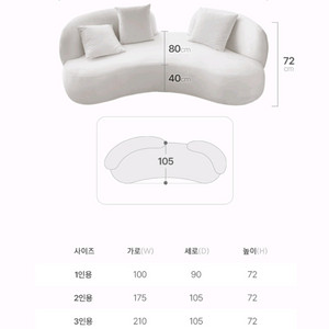 조약돌 소파 3인용 이미지