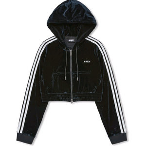 널디 우먼스 NY 벨벳 크롭 후디 트랙 탑 블랙(S) 이미지