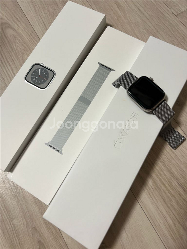 애플워치8 45mm 스테인리스 밀레니즈루프 팝니다.--0