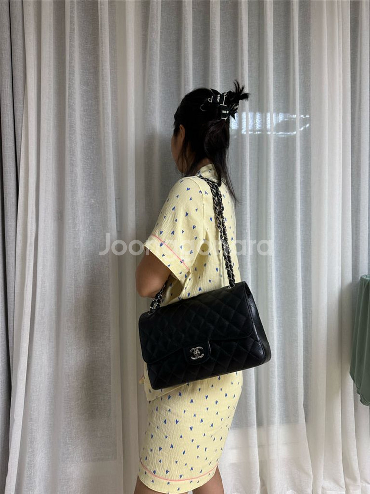 샤넬 클래식 캐비어 은장 라지--2