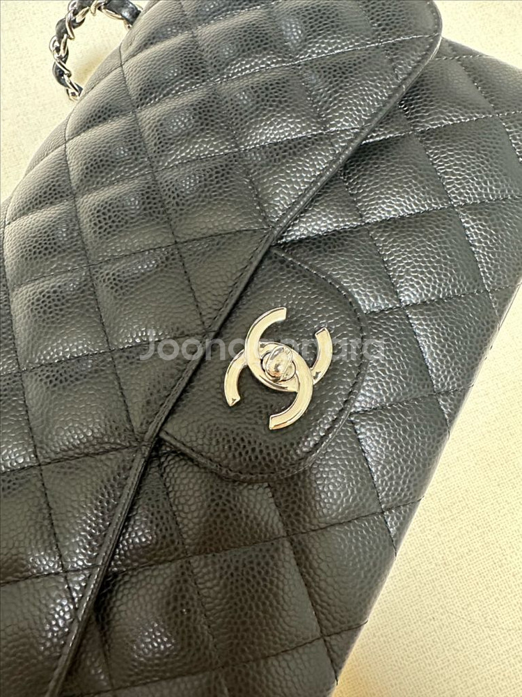 샤넬 클래식 캐비어 은장 라지--4