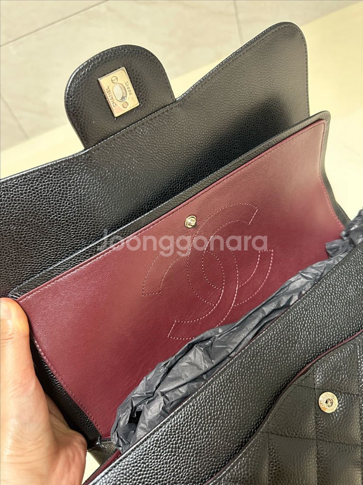 샤넬 클래식 캐비어 은장 라지--5