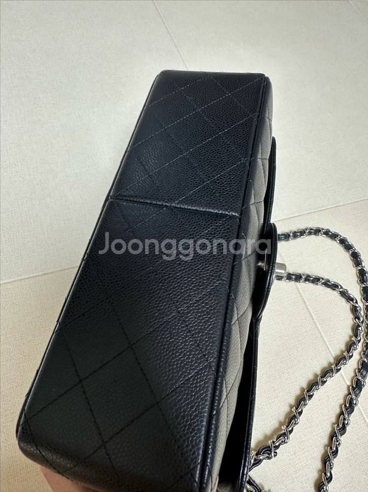 샤넬 클래식 캐비어 은장 라지--6
