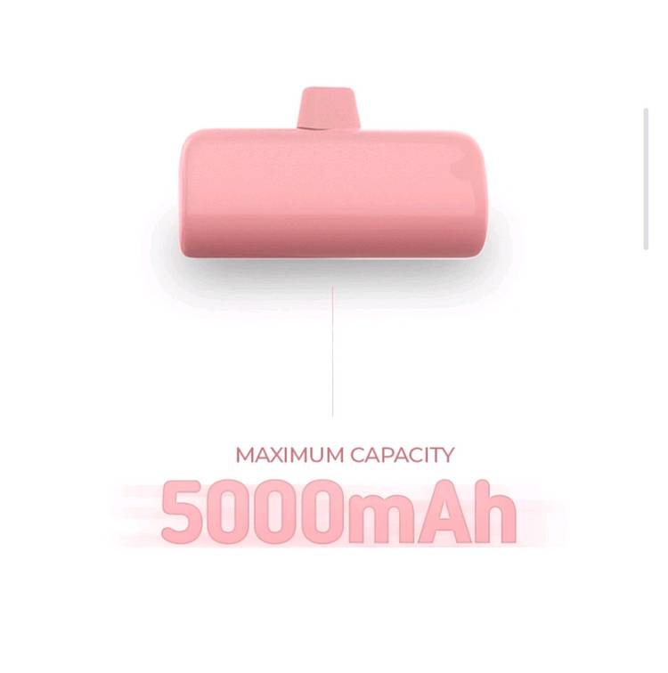 8핀 아이폰 대용량 보조배터리 5000mAh 핑크--0