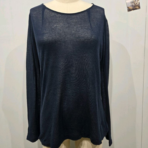 드리스 반 노튼 네이비 롱슬리브 시스루 티셔츠