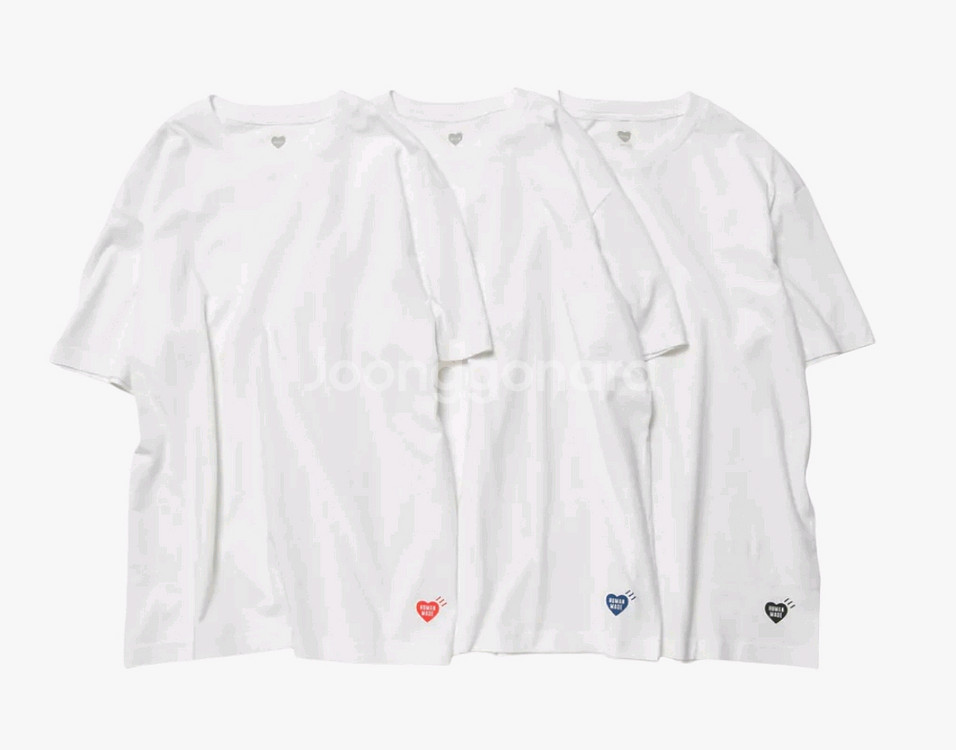 휴먼 메이드 기본 반팔티셔츠 화이트 3팩 M,L,XL--0