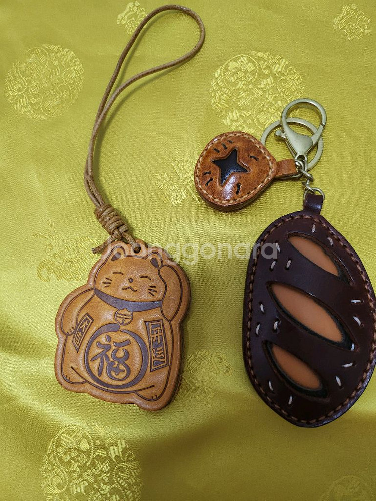 각종 소가죽 키링 겸 참--1