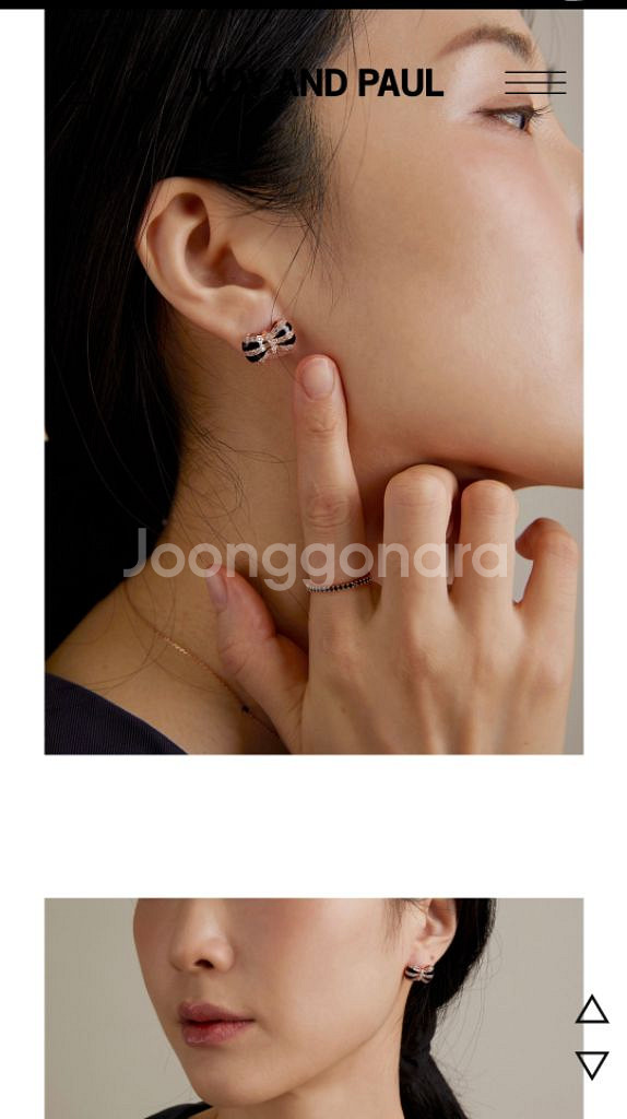 쥬디엔폴 나탈레 통통 리본 앤 크리스탈 귀걸이--1