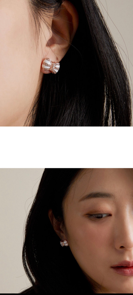 쥬디엔폴 나탈레 통통 리본 앤 크리스탈 귀걸이--2