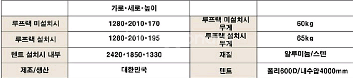 힉스 슬림형 루프탑텐트 폴딩1 천안에서 100만원 판매--9