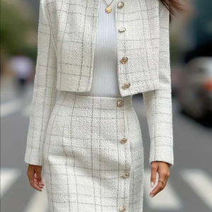 흰색 트위드 투피스 세트