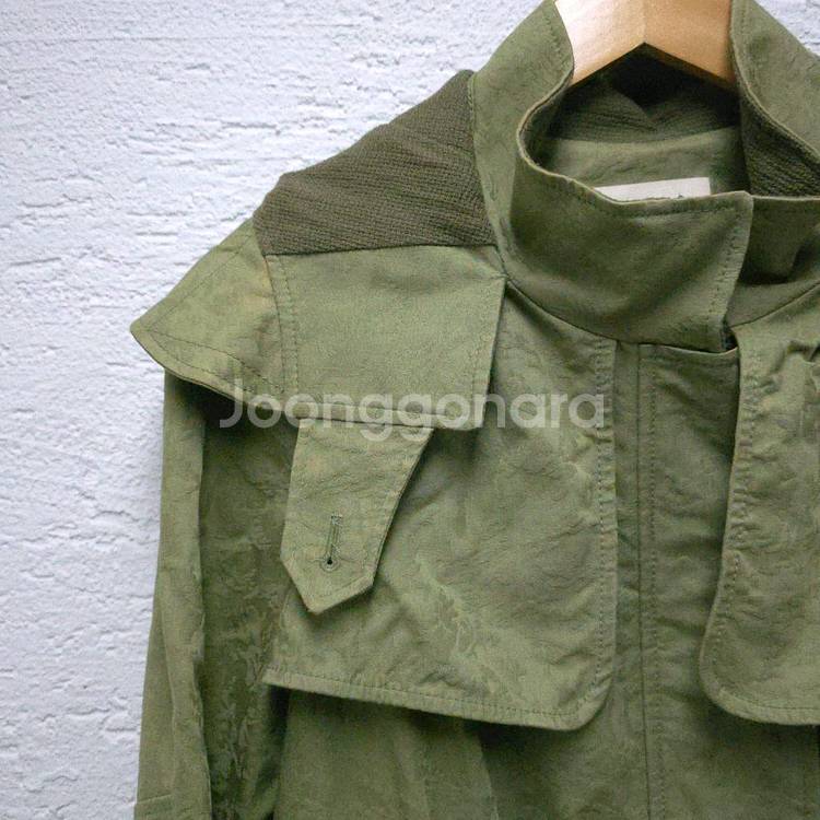 시스템 카키색 후드 야상 점퍼--2