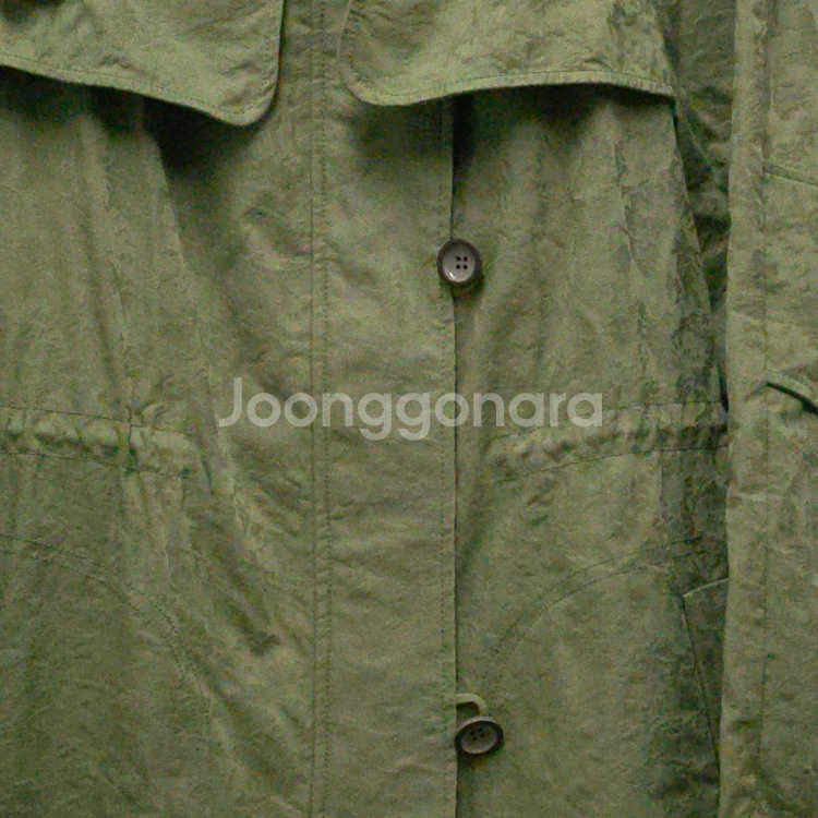 시스템 카키색 후드 야상 점퍼--3