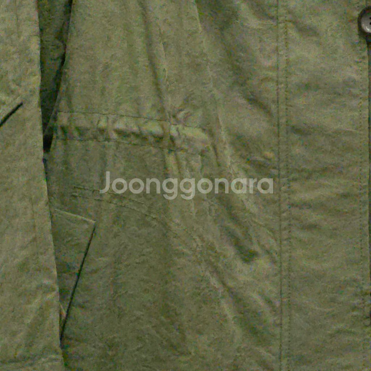 시스템 카키색 후드 야상 점퍼--5