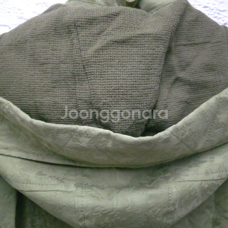 시스템 카키색 후드 야상 점퍼--7