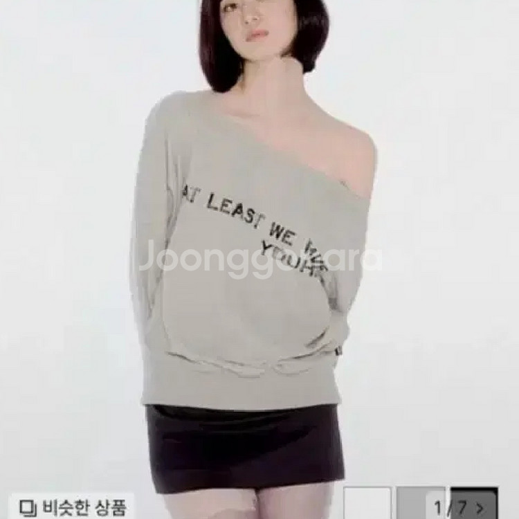 유희 오프숄더 맨투맨 그레이 오프숄더 스웻셔츠--0