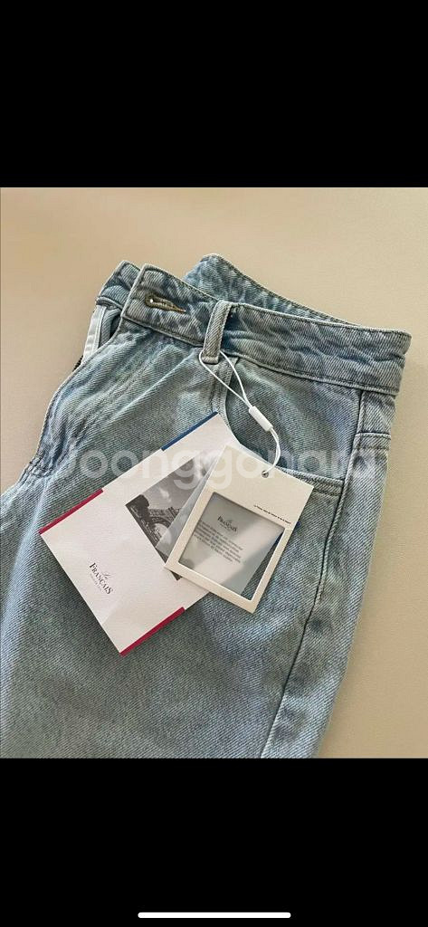 여자 연청 데님 팬츠 여름 바지 배기핏 L사이즈--5