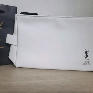 정품) 입생로랑 화이트 손잡이 파우치 (코스메틱