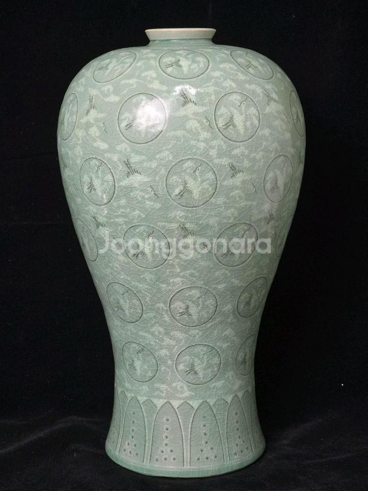 도암 지순탁 청자운학문매병--1