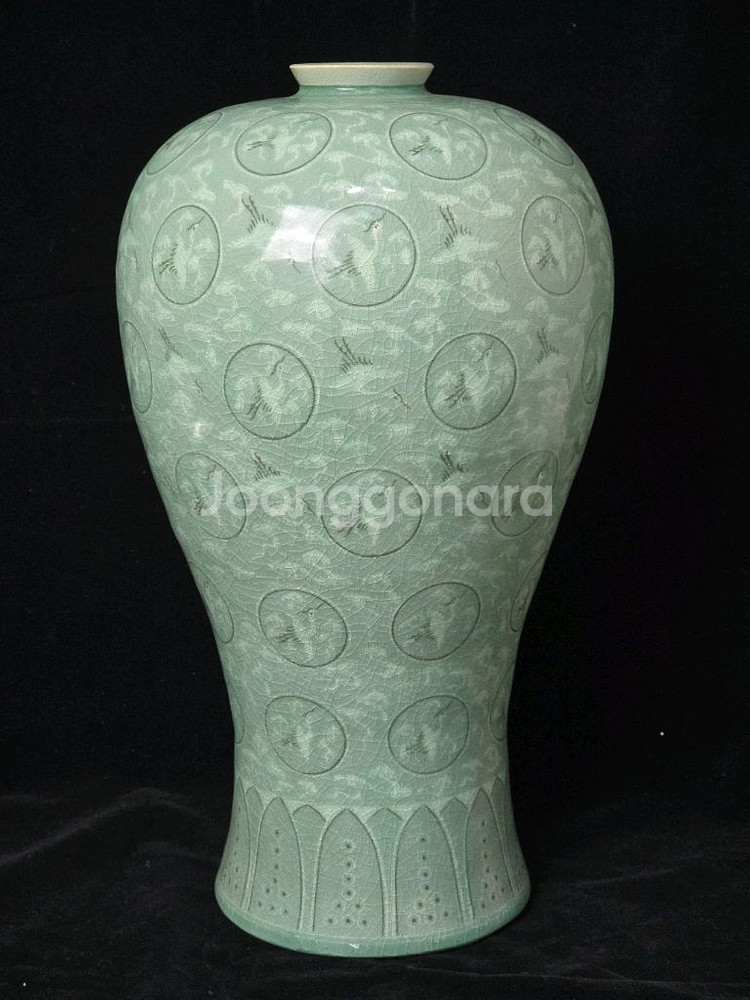 도암 지순탁 청자운학문매병--0