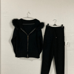 후드 퍼 집업 자켓 투피스 상하의세트