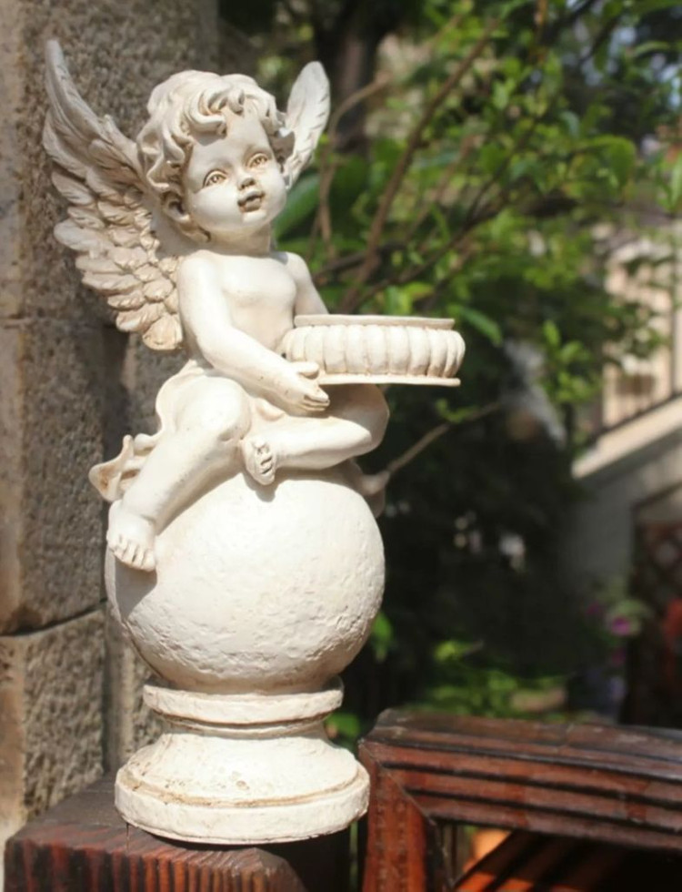 새상품)천사 캔들 스탠드 한쌍 요정 엔젤 까페 장식품--4