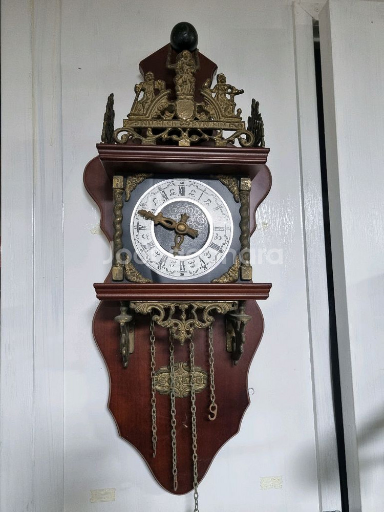 앤틱 터키원목 황동 벽시계--0