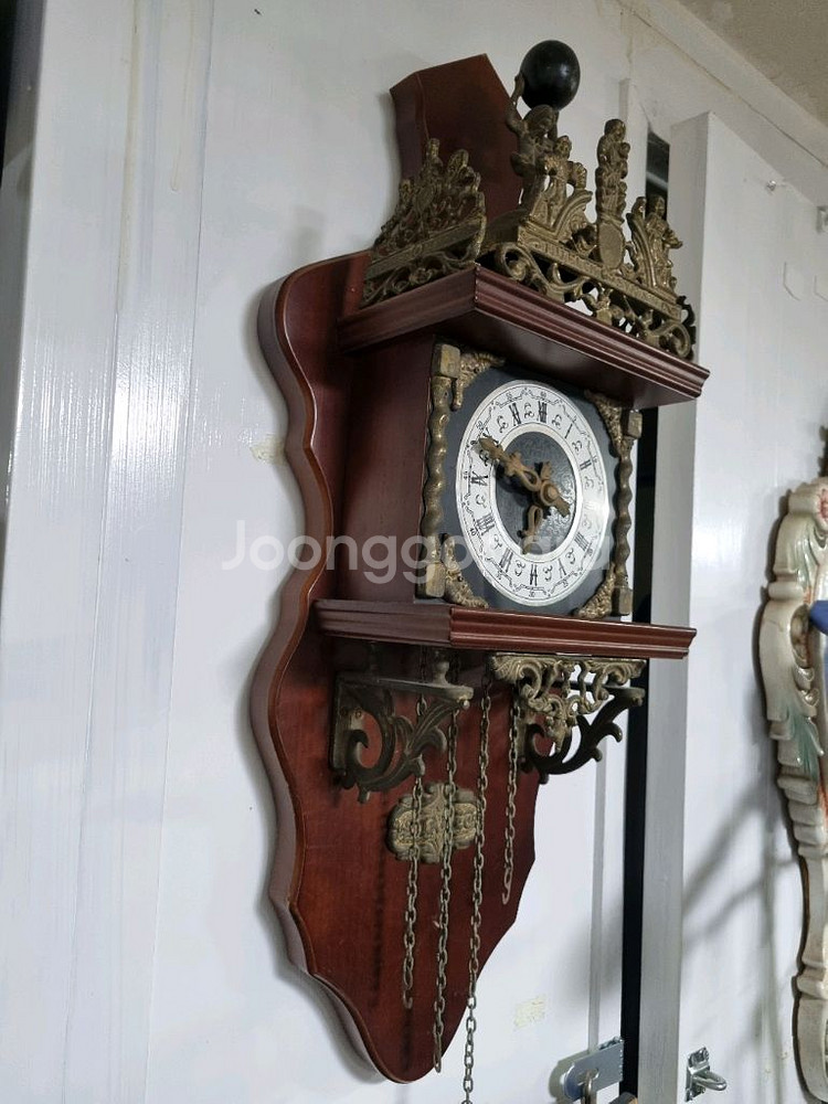 앤틱 터키원목 황동 벽시계--1