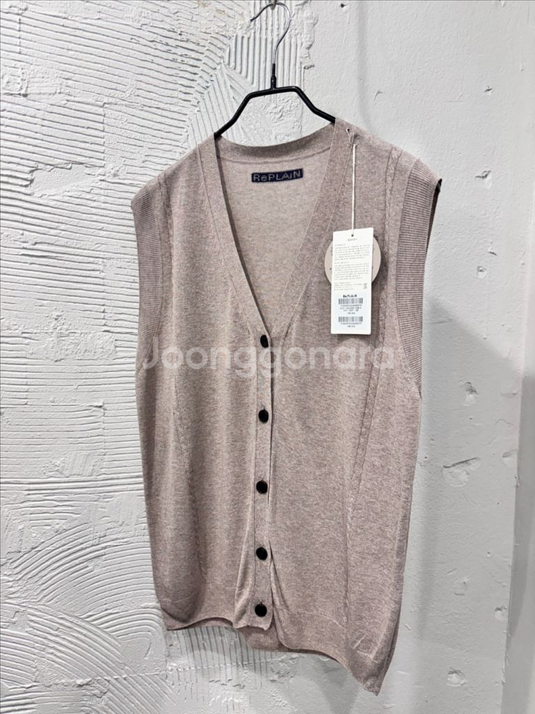 샤드라마 니트 / 리플레인 베이지 얇은 니트 베스트--5