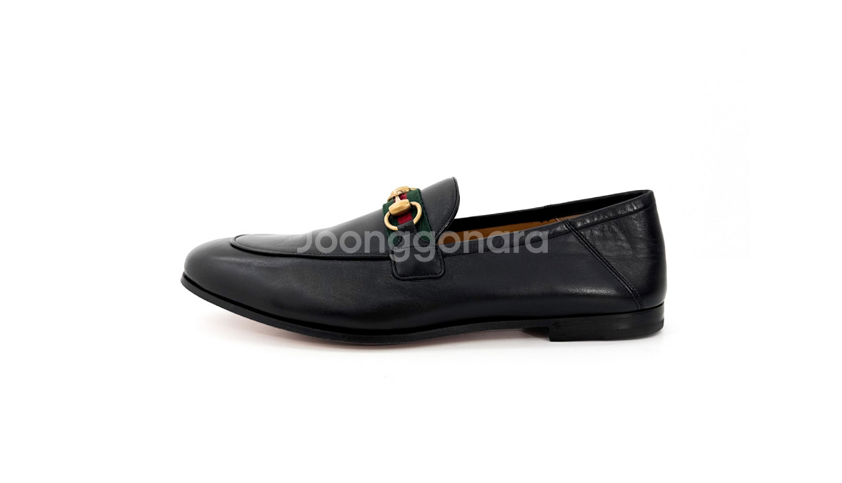 8.5] 구찌 남성 웹 홀스빗 폴더블 레더 슬립온 로퍼--1