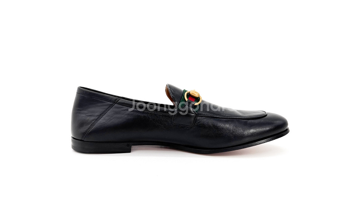 8.5] 구찌 남성 웹 홀스빗 폴더블 레더 슬립온 로퍼--2