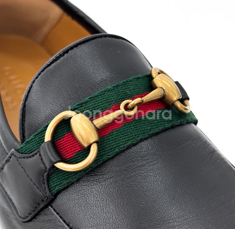 8.5] 구찌 남성 웹 홀스빗 폴더블 레더 슬립온 로퍼--7