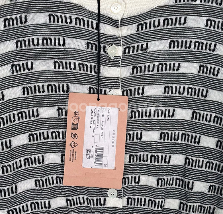 [36] 미우미우 멀티 로고 캐시미어 실크 니트 가디건--4