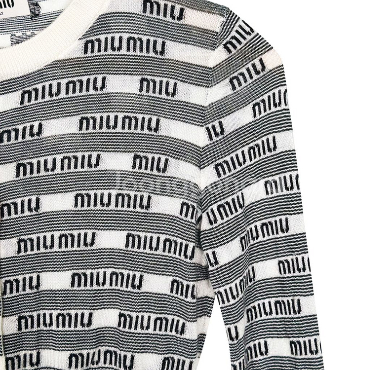 [36] 미우미우 멀티 로고 캐시미어 실크 니트 가디건--5