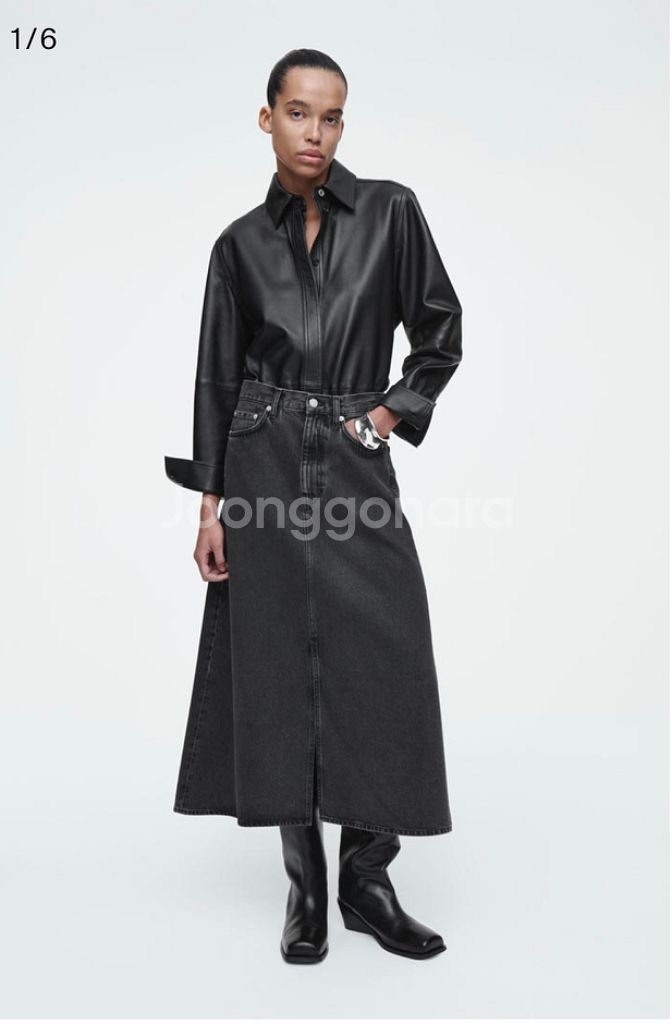 코스 cos 에이라인 데님 미디 스커트--1