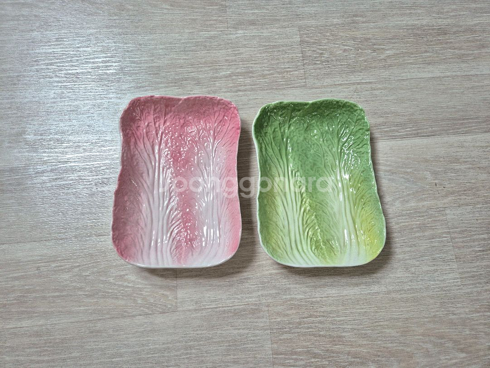 배추모양 그릇 2p (미사용)--0