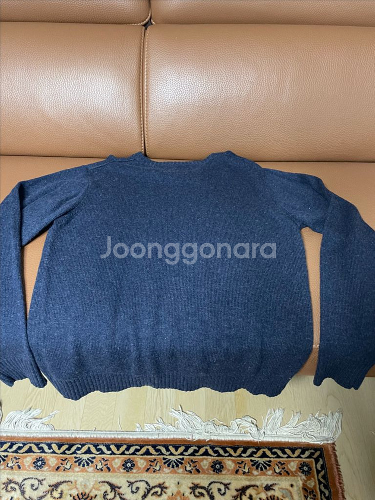 토미힐피거 램스울 100% V넥 스웨터 L 네이비 니트--2