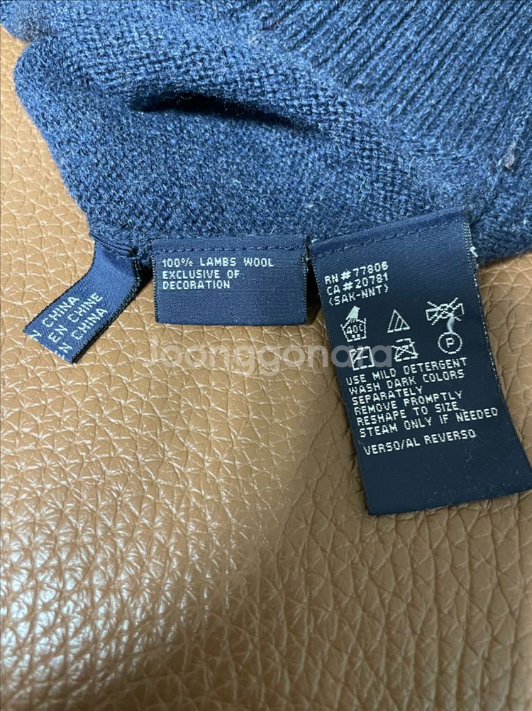 토미힐피거 램스울 100% V넥 스웨터 L 네이비 니트--5