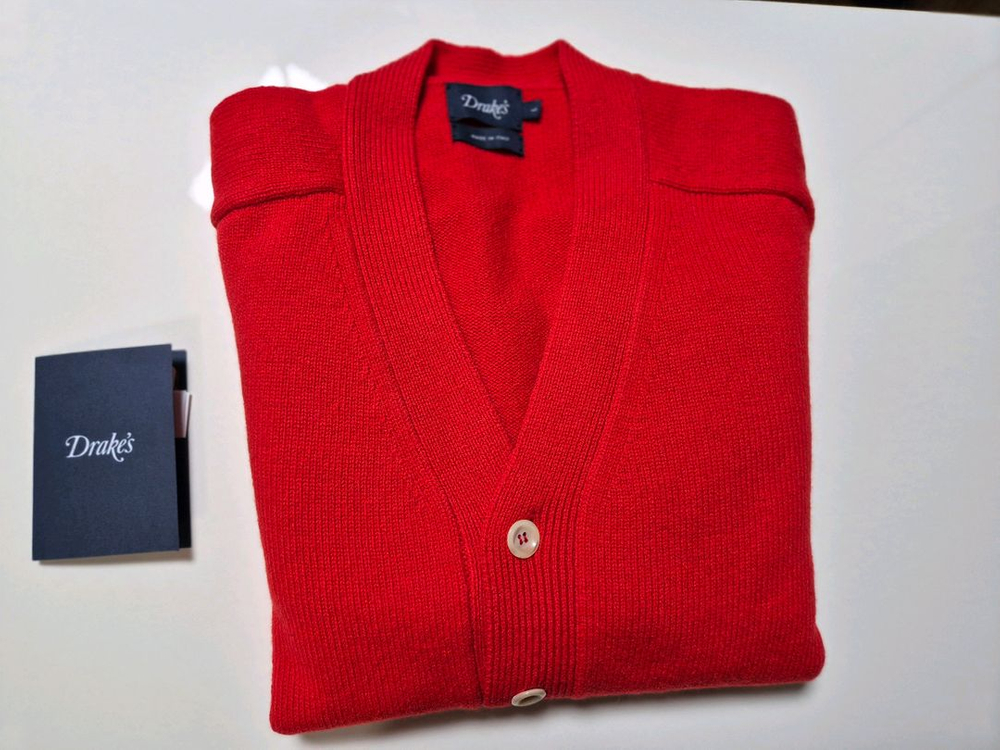 드레익스 Red Lambswool가디건 L사이즈 팝니다--5
