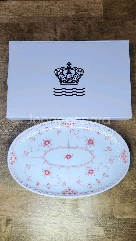 로얄 코펜하겐 코랄 하프 레이스 오벌접시--0