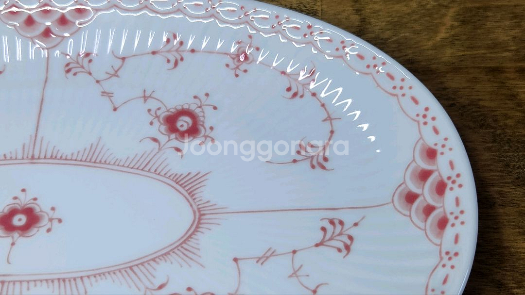 로얄 코펜하겐 코랄 하프 레이스 오벌접시--3
