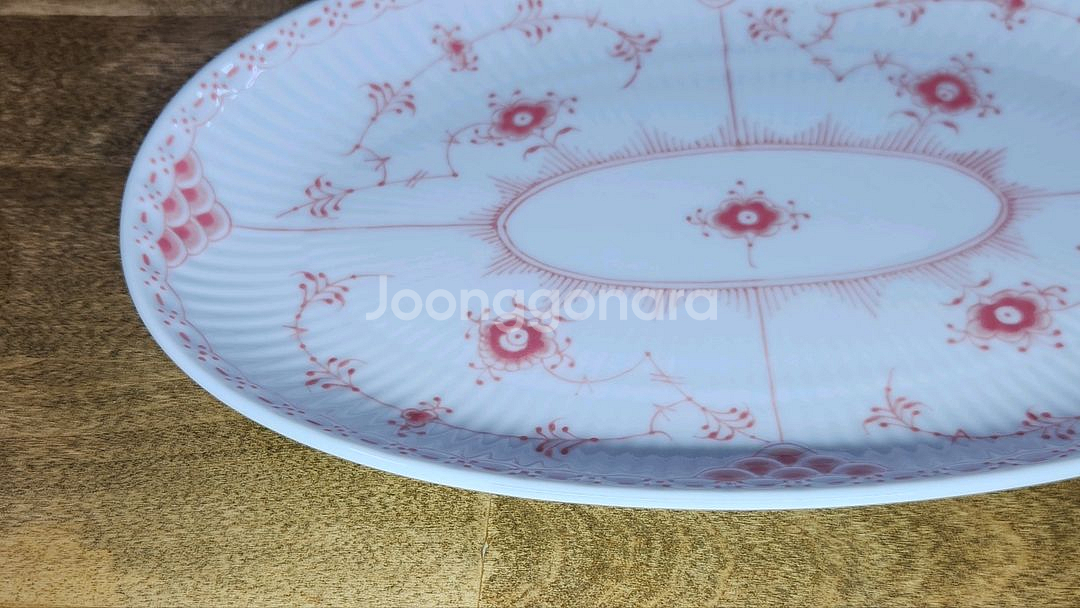 로얄 코펜하겐 코랄 하프 레이스 오벌접시--2